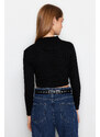 Trendyol Black Crop Basic pletený svetr