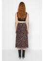Trendyol Multi-Colored Leopard Print Lined Tulle A-Line/Awning A-Line Formal Midi Skirt