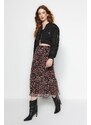 Trendyol Multi-Colored Leopard Print Lined Tulle A-Line/Awning A-Line Formal Midi Skirt