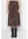 Trendyol Multi-Colored Leopard Print Lined Tulle A-Line/Awning A-Line Formal Midi Skirt