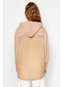 Trendyol Camel Hooded Back Parachute Detail Knitted Sweatshirt