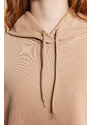 Trendyol Camel Hooded Back Parachute Detail Knitted Sweatshirt