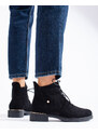 Suede black women's lace-up ankle boots Shelvt