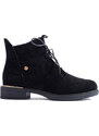 Suede black women's lace-up ankle boots Shelvt