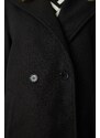 Happiness İstanbul Štěstí İstanbul Dámský černý kabát s kapucí s páskem s razítkem