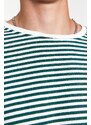 Trendyol Green Oversize/Wide-Fit Striped Fleece Cotton Sweatshirt