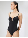 Koton Metal Accessory Swimsuit Thin Straps Covered Window Detail