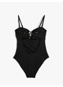 Koton Metal Accessory Swimsuit Thin Straps Covered Window Detail