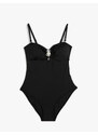 Koton Metal Accessory Swimsuit Thin Straps Covered Window Detail