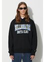 Bavlněná mikina Billionaire Boys Club VARSITY LOGO POPOVER HOOD pánská, černá barva, s kapucí, potiskem, B23328