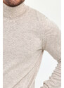 Lafaba Men's Beige Turtleneck Basic Knitwear Sweater