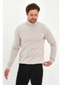 Lafaba Men's Beige Turtleneck Basic Knitwear Sweater