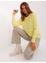 Fashionhunters Světle žlutý dámský klasický svetr s lemy