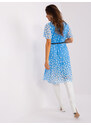 Fashionhunters Modro-bílé puntíkované řasené šaty