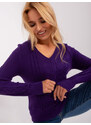 Fashionhunters Tmavě fialový svetr s copánky