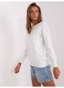 Fashionhunters Ecru dámský klasický svetr s dlouhým rukávem