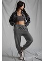 Madmext Women's Anthracite Oversized Sweatpants With An Elastic Waist