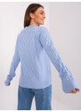 Fashionhunters Světle modrý klasický svetr s bavlnou