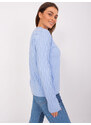 Fashionhunters Světle modrý klasický svetr s bavlnou