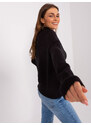Fashionhunters Černý dámský asymetrický svetr s vlnou