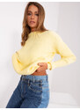 Fashionhunters Světle žlutý dámský klasický svetr se vzory