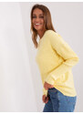 Fashionhunters Světle žlutý dámský klasický svetr se vzory