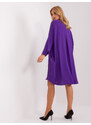 Fashionhunters Tmavě fialové košilové šaty s kapsami