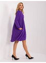 Fashionhunters Tmavě fialové košilové šaty s kapsami