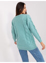 Fashionhunters Dámský mint cardigan s kabely