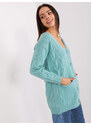 Fashionhunters Dámský mint cardigan s kabely