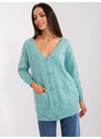 Fashionhunters Dámský mint cardigan s kabely