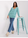 Fashionhunters Dámský mint cardigan s kabely