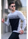 Madmext Graymelange Patterned Crewneck Knitwear Sweater 5964