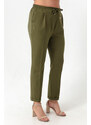 Lafaba Dámské khaki kalhoty s elastickým pasem a nadměrnými velikostmi
