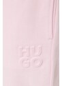 Bavlněné tepláky HUGO růžová barva