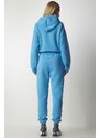 Happiness İstanbul Women's Sky Blue Hooded Raised Tracksuit