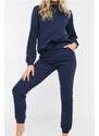 Know Women's Navy Blue Cotton Pajamas Set