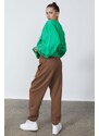 Madmext Women's Camel Oversized Sweatpants With An Elastic Waist