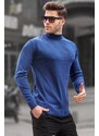 Madmext Indigo Slim Fit Half Turtleneck Men's Knitwear Sweater 6343