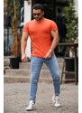 Madmext Crew Neck Basic Orange T-Shirt 4077