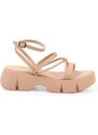 Capone Outfitters Capone Women's Thick soled Beige Sandals with Ankle Strap Comfort Sole