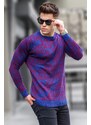 Madmext Light Navy Blue Patterned Crewneck Knitwear Sweater 5767