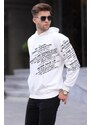 Madmext Ecru Printed Hoodie Sweatshirt 6009