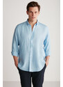 GRIMELANGE Brice Men's 100% Linen Flowy Light Blue Shirt