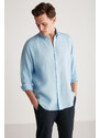 GRIMELANGE Brice Men's 100% Linen Flowy Light Blue Shirt