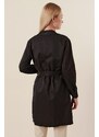 Bigdart 5864 Double Breasted Collar Short Trench Coat - Black