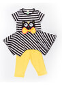 Denokids Striped Black Cat Girl Kids Tunic Leggings Suit