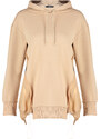 Trendyol Camel Hooded Back Parachute Detail Knitted Sweatshirt