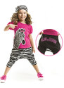 Denokids Zebra Fashion Dívčí tričko Capri Shorts Set