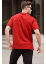 Madmext Men's Claret Red Letter Pattern Crew Neck T-Shirt 6061